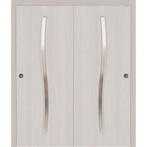 Sliding Closet Bypass Doors 36 x 80 inches | BASIC 3002 Ash Franko | Rails Hardware Set | Wood Solid Bedroom Wardrobe Doors