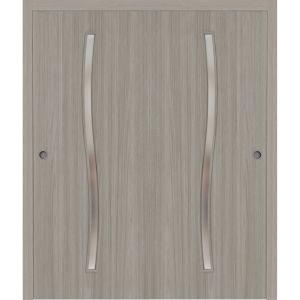 Sliding Closet Bypass Doors 36 x 80 inches | BASIC 3002 Oak Franko | Rails Hardware Set | Wood Solid Bedroom Wardrobe Doors