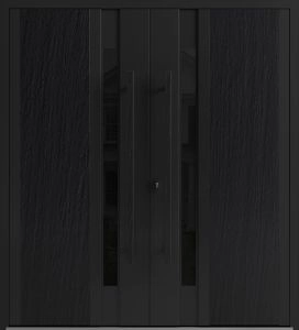 Front Exterior Prehung Aluminum Double Doors / Dekton 0163 Ardesia Nero / Entry Metal Modern Painted (W72" x H80") Right hand Inswing