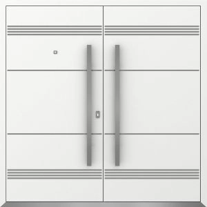 Front Exterior Prehung Metal Double Doors / Deux 1705 White Enamel / Entry Modern Painted (W72" x H96") Left hand Outswing