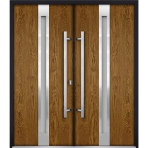 Deux 1744 exterior aluminum double door 72x96 brown steel