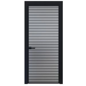 Aluminum Interior Door | Lumo 1901 Black Frosted Glass with Frame, Trims, Extensions 24" x 80" Right-hand Inswing
