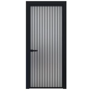 Aluminum Interior Door | Lumo 1902 Black Frosted Glass with Frame, Trims, Extensions 24" x 80" Right-hand Inswing