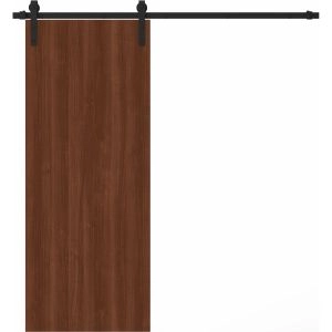 Modern Barn Door 18 x 80 inches | BASIC 3001 Walnut Franko | 6.6FT Rail Track Heavy Hardware Set | Solid Panel Interior Doors