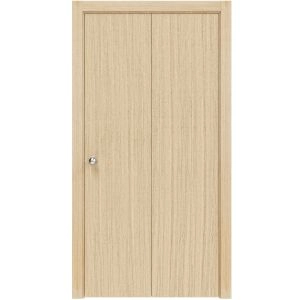 Sliding Closet Bi-fold Doors | Planum 0010 Vertical Natural Veneer | Sturdy Tracks Moldings Trims Hardware Set | Wood Solid Bedroom Wardrobe Doors