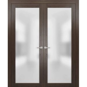 Planum 2102 Interior Closet Double Doors Chocolate Ash with Frames