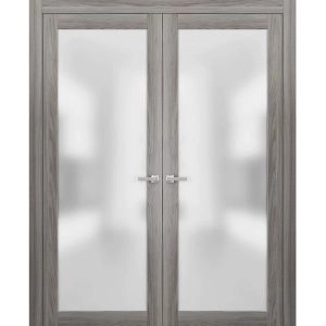 Planum 2102 Interior Sliding Closet Double Doors Ginger Ash with Frames Hardware