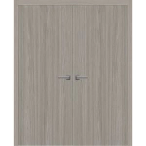 Interior Solid French Double Doors 36 x 80 inches | BASIC 3001 Oak Franko | Wood Interior Solid Panel Frame | Closet Bedroom Modern Doors