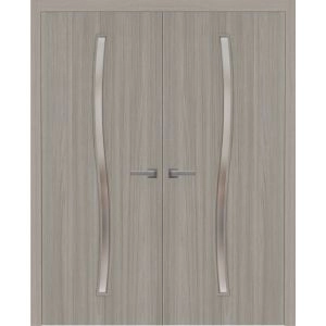 Interior Solid French Double Doors 36 x 80 inches | BASIC 3002 Oak Franko | Wood Interior Solid Panel Frame | Closet Bedroom Modern Doors