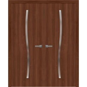 Interior Solid French Double Doors 36 x 80 inches | BASIC 3002 Walnut Franko | Wood Interior Solid Panel Frame | Closet Bedroom Modern Doors