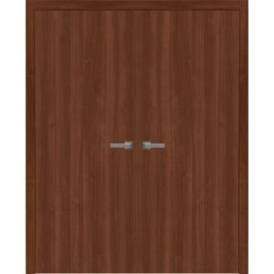 Interior Solid French Double Doors 36 x 80 inches | BASIC 3001 Walnut Franko | Wood Interior Solid Panel Frame | Closet Bedroom Modern Doors