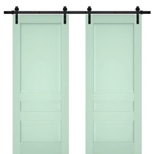 Sturdy Double Barn Door | Veregio 7411 Oliva | 13FT Rail Hangers Heavy Set | Solid Panel Interior Doors