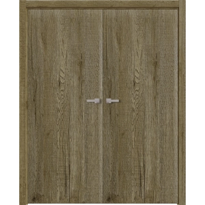 Interior Solid French Double Doors 36 x 80 inches | BASIC 3001 Antique Oak | Wood Interior Solid Panel Frame | Closet Bedroom Modern Doors