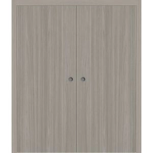 Sliding French Double Pocket Doors 36 x 80 inches | BASIC 3001 Oak Franko | Kit Rail Hardware | Solid Wood Interior Bedroom Modern Doors