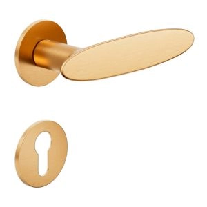 Door Euro Handle ELLIPSE for Magnetic Lock, Antique Satin Gold, Entry