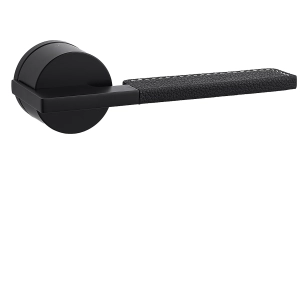 Door Euro Handle TORONTO for Magnetic Lock, Black and Leather, Passage