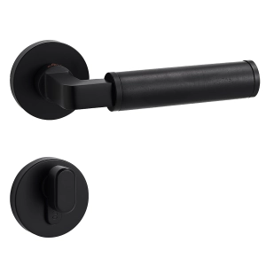 Door Euro Handle ZENITH for Magnetic Lock, Black and Wooden, Privacy