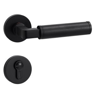 Door Euro Handle ZENITH for Magnetic Lock, Black and Wooden, Entry