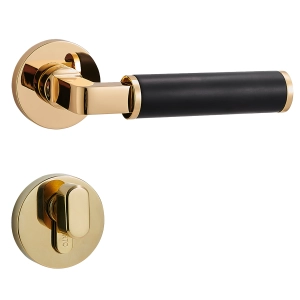 Door Euro Handle ZENITH for Magnetic Lock, Gold and Wooden, Entry