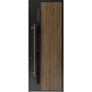 Front Exterior Prehung Steel Door / Dekton 0163 Venezia Noce 96”/ Entry Metal Modern Painted W36" x H96" Right hand Inswing