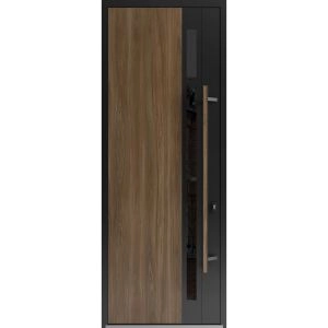Front Exterior Prehung Steel Door / Dekton 0163 Venezia Noce 96”/ Entry Metal Modern Painted W36" x H96" Left hand Inswing