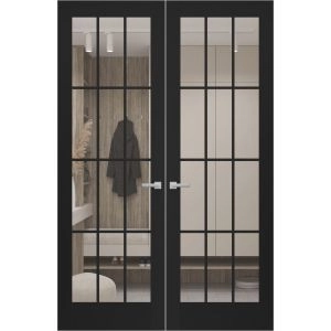 Hidden Double Doors | Felicia 3355 Matte Black Concealed Metal Frame 36" x 80" (2* 18x80) Right-hand Inswing