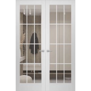 Hidden Double Doors | Felicia 3355 White Silk Concealed Metal Frame 36" x 80" (2* 18x80) Right-hand Inswing