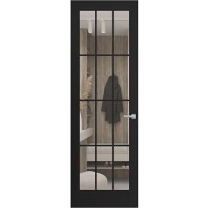 Hidden Door | Felicia 3355 Matte Black Concealed Metal Frame 18" x 80" Left-hand Inswing