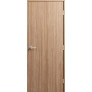 Firerated 20 Min Interior Door | 1222 Light Oak | Single Flush Panel Wood Frame Handle 30" x 96" Left-hand Inswing