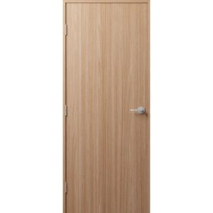 Firerated 20 Min Interior Door | 1222 Light Oak | Single Flush Panel Wood Frame Handle 24" x 80" Right-hand Inswing