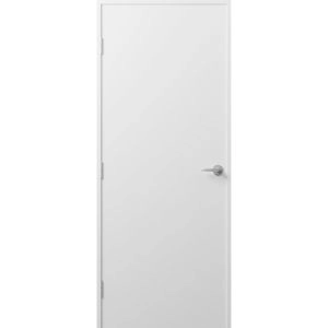 Firerated 20 Min Interior Door | 1222 Primed White | Single Flush Panel Wood Frame Handle 24" x 80" Right-hand Inswing