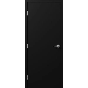Firerated 90 Min Interior Door | 1888 Matte Black | Single Flush Panel Metal Frame Handle 30" x 80" Right-hand Inswing