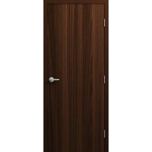 Firerated 90 Min Interior Door | 1888 Chocolate Ash | Single Flush Panel Metal Frame Handle 30" x 80" Left-hand Outswing