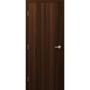Firerated 90 Min Interior Door | 1888 Chocolate Ash | Single Flush Panel Metal Frame Handle 30" x 80" Right-hand Inswing