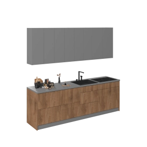 Kitchen Fusion Collection Natural Teak & Gray Color Base Size 8.5Ft Wide