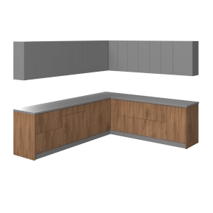Kitchen Modern Collection Natural Teak & Gray Color Base Size 10x8,5Ft Wide