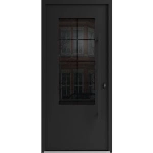 Front Exterior Prehung Aluminum Door / Iron 0101 Black / Entry Steel Metal Classic Painted 36 x 80 (36" x 80")-Right-hand Inswing