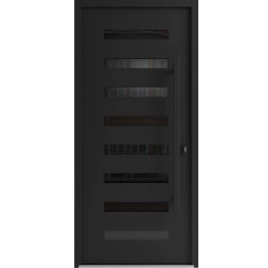 Front Exterior Prehung Aluminum Door / Iron 0188 Black / Entry Steel Metal Classic Painted 36 x 80 (36" x 80")-Left-hand Inswing