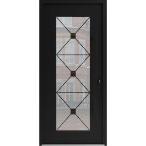 Front Exterior Prehung Aluminum Door / Iron 1655 Black / Entry Steel Metal Classic Painted 36 x 80 (36" x 80")-Left-hand Inswing