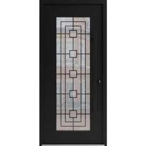 Front Exterior Prehung Aluminum Door / Iron 1688 Black / Entry Steel Metal Classic Painted 36 x 80 (36" x 80")-Left-hand Inswing