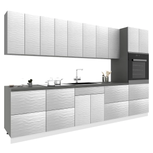 Kitchen Quadro Collection White Color 3D Surface Base Size 11Ft Wide