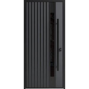 Front Exterior Prehung Steel Door / Ronex 0144 Grey / Entry Metal Modern Painted W36" x H80" Left hand Inswing