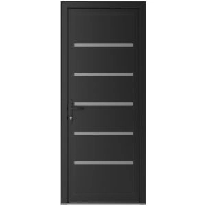 Front Exterior Prehung Metal-Plastic Door | Manux 8415 Matte Black | Office Commercial and Residential Doors Entrance Patio Garage W32" x H80" Right hand Inswing