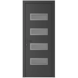 Front Exterior Prehung Metal-Plastic Door | Manux 8113 Antracite Grey | Office Commercial and Residential Doors Entrance Patio Garage W32" x H80" Right hand Inswing