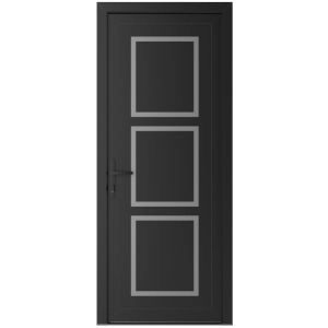Front Exterior Prehung Metal-Plastic Door | Manux 8661 Matte Black | Office Commercial and Residential Doors Entrance Patio Garage W36" x H80" Right hand Inswing