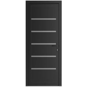 Front Exterior Prehung Metal-Plastic Door | Manux 8415 Matte Black | Office Commercial and Residential Doors Entrance Patio Garage W30" x H80" Left hand Inswing