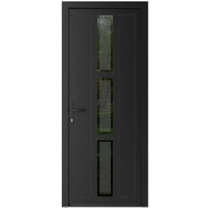 Front Exterior Prehung Metal-Plastic Door | Manux 8112 Matte Black | Office Commercial and Residential Doors Entrance Patio Garage W36" x H80" Right hand Inswing