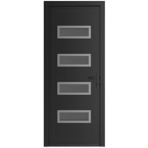Front Exterior Prehung Metal-Plastic Door | Manux 8113 Matte Black | Office Commercial and Residential Doors Entrance Patio Garage W36" x H80" Left hand Inswing