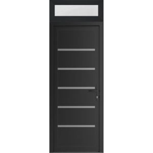 Front Exterior Prehung Metal-Plastic Door | Manux 8415 Matte Black | Top Sidelite Transom | Office Commercial and Residential Doors Entrance Patio Garage 36" x 94" (W36" x H80+14") Left hand Inswing