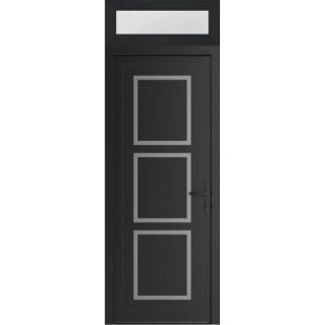 Front Exterior Prehung Metal-Plastic Door | Manux 8661 Matte Black | Top Sidelite Transom | Office Commercial and Residential Doors Entrance Patio Garage 36" x 94" (W36" x H80+14") Left hand Inswing